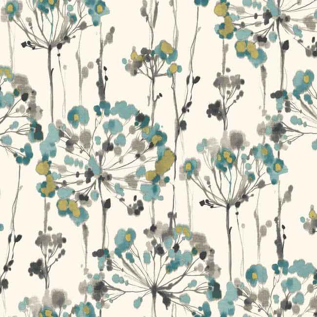 Flourish Turquoise Peel & Stick Wallpaper - York Wallcoverings - PSW1096RL