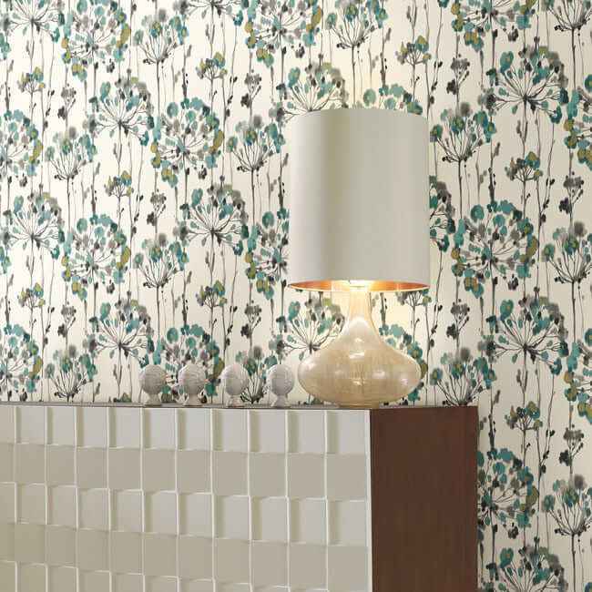 Flourish Turquoise Peel & Stick Wallpaper - York Wallcoverings - PSW1096RL - York Wallcoverings Wallpaper