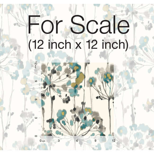 flourish-premium-peel-stick-wallpaper-turquoise-york-wallcoverings-psw1096rl - York Wallcoverings Wallpaper