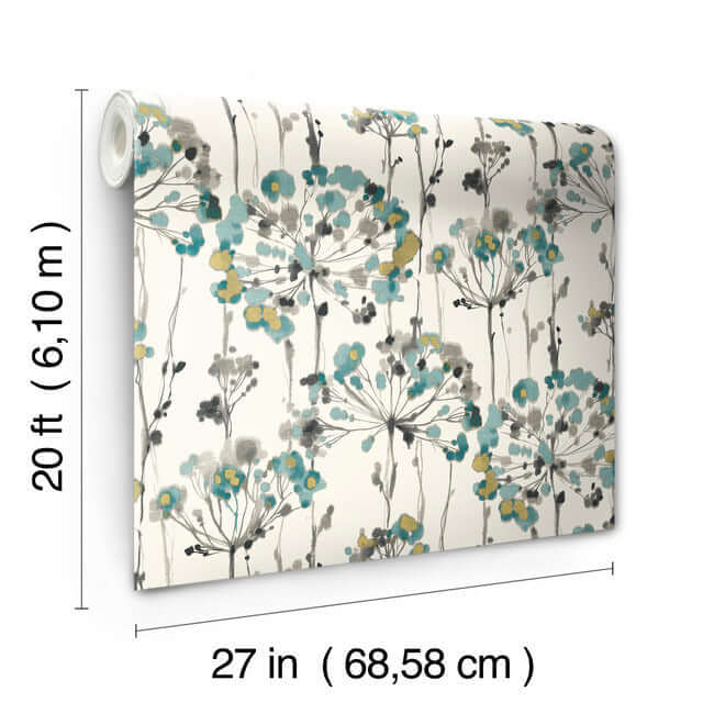 flourish-premium-peel-stick-wallpaper-turquoise-york-wallcoverings-psw1096rl - York Wallcoverings Wallpaper