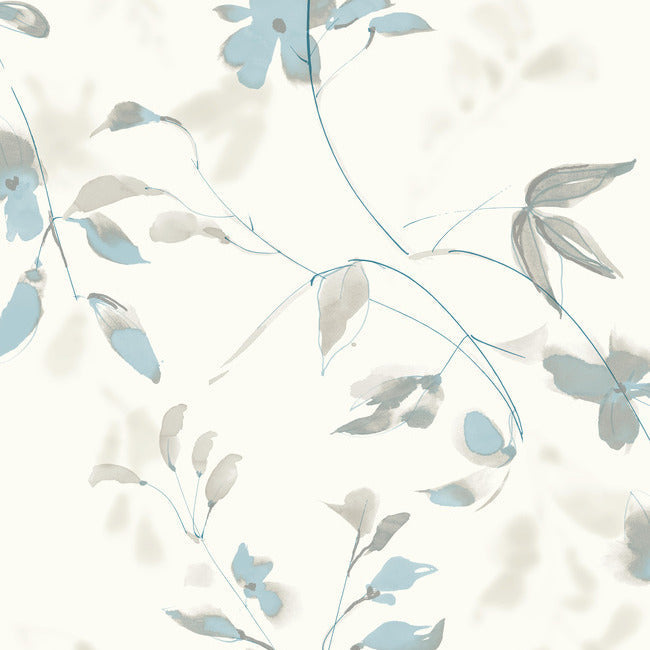 linden-flower-premium-peel-stick-wallpaper-spa-blue-york-wallcoverings-psw1423rl - York Wallcoverings Wallpaper