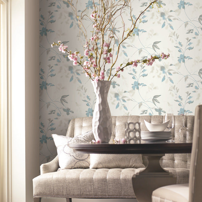 linden-flower-premium-peel-stick-wallpaper-spa-blue-york-wallcoverings-psw1423rl - York Wallcoverings Wallpaper