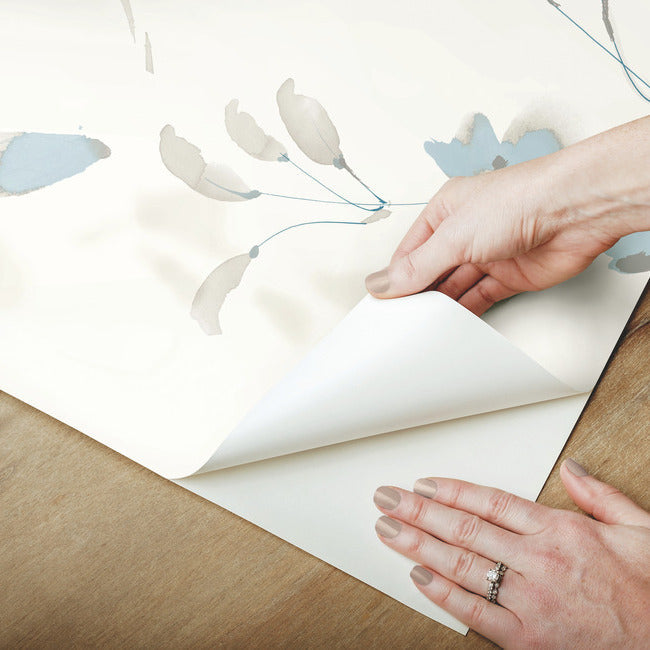 linden-flower-premium-peel-stick-wallpaper-spa-blue-york-wallcoverings-psw1423rl - York Wallcoverings Wallpaper