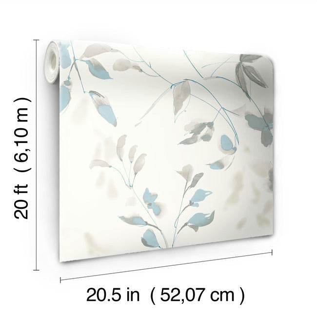 linden-flower-premium-peel-stick-wallpaper-spa-blue-york-wallcoverings-psw1423rl - York Wallcoverings Wallpaper