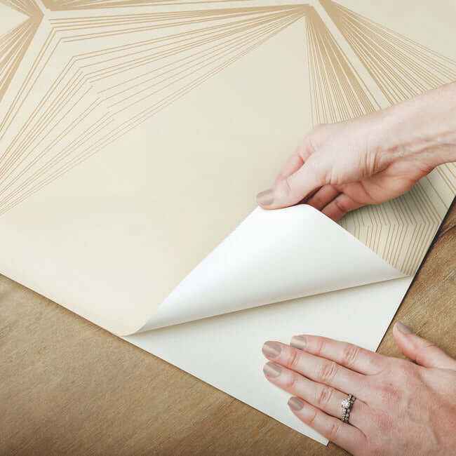 Honeycomb Sand & Gold Peel & Stick Wallpaper - York Wallcoverings - PSW1416RL - York Wallcoverings Wallpaper
