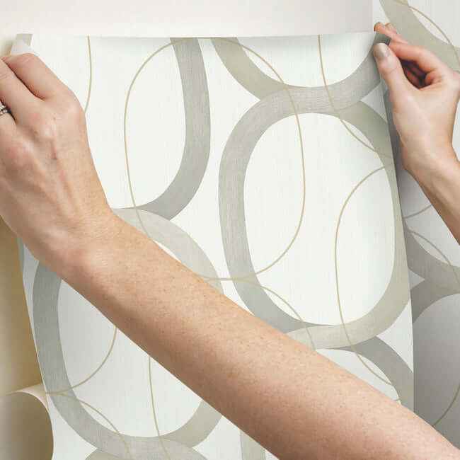 Interlock Light Taupe Peel & Stick Wallpaper - York Wallcoverings - PSW1418RL - York Wallcoverings Wallpaper