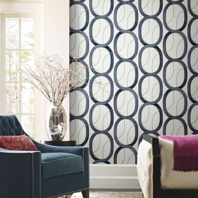 interlock-premium-peel-stick-wallpaper-navy-york-wallcoverings-psw1420rl - York Wallcoverings Wallpaper