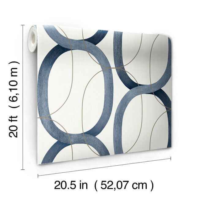 Interlock Navy Peel & Stick Wallpaper - York Wallcoverings - PSW1420RL - York Wallcoverings Wallpaper