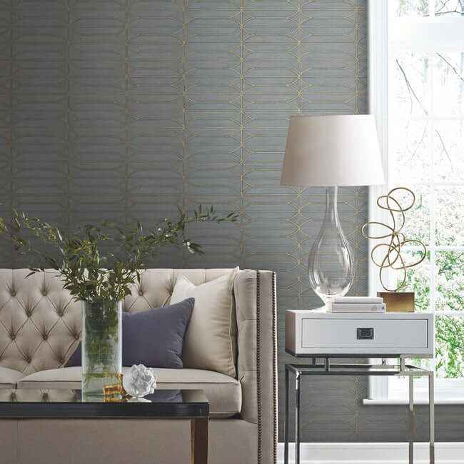 Pavilion Charcoal Peel & Stick Wallpaper - York Wallcoverings - PSW1410RL - York Wallcoverings Wallpaper