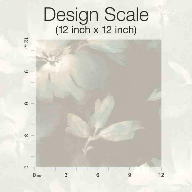 Midnight Blooms Light Blue & Grey Peel & Stick Wallpaper - York Wallcoverings - PSW1415RL - York Wallcoverings Wallpaper