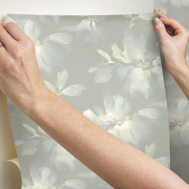 midnight-blooms-premium-peel-stick-wallpaper-lt-bluegrey-york-wallcoverings-psw1415rl - York Wallcoverings Wallpaper