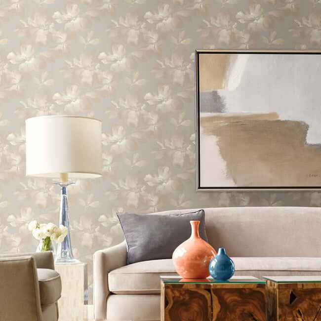 Midnight Blooms Neutral Peel & Stick Wallpaper - York Wallcoverings - PSW1414RL - York Wallcoverings Wallpaper
