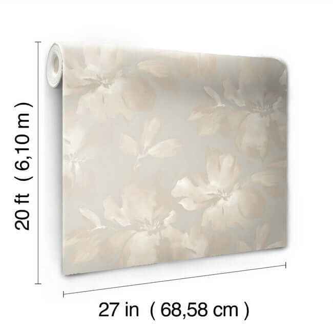 Midnight Blooms Neutral Peel & Stick Wallpaper - York Wallcoverings - PSW1414RL - York Wallcoverings Wallpaper
