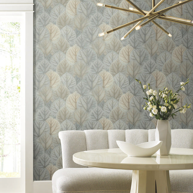 leaf-concerto-premium-peel-stick-wallpaper-bluetaupe-york-wallcoverings-psw1426rl - York Wallcoverings Wallpaper