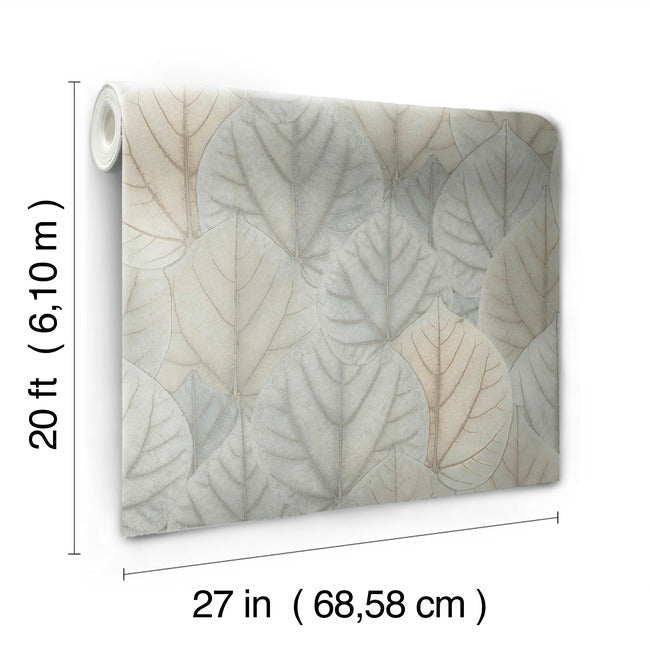 leaf-concerto-premium-peel-stick-wallpaper-bluetaupe-york-wallcoverings-psw1426rl - York Wallcoverings Wallpaper