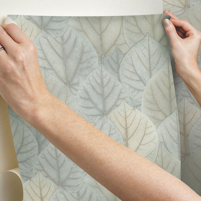 leaf-concerto-premium-peel-stick-wallpaper-bluetaupe-york-wallcoverings-psw1426rl - York Wallcoverings Wallpaper