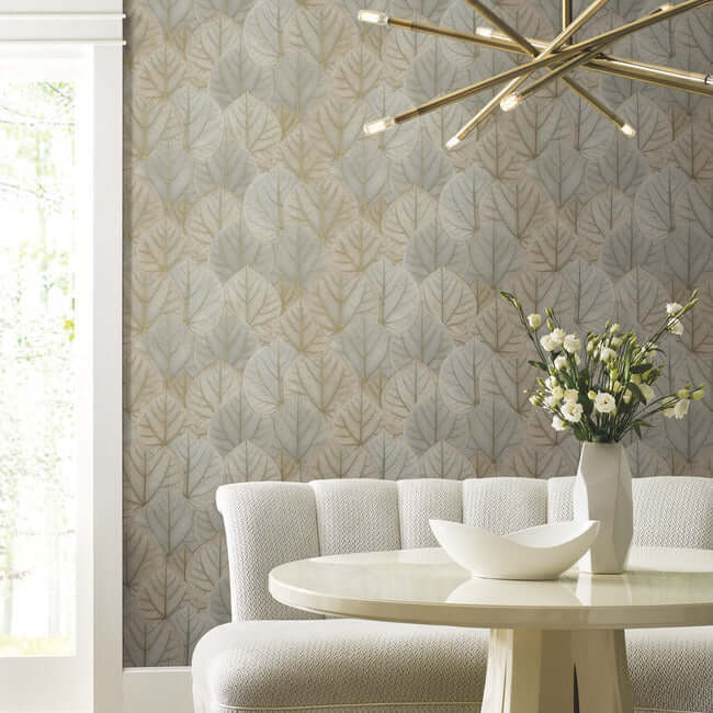 leaf-concerto-warm-taupe-peel-stick-wallpaper-york-wallcoverings-psw1425rl - York Wallpaper Wallpaper