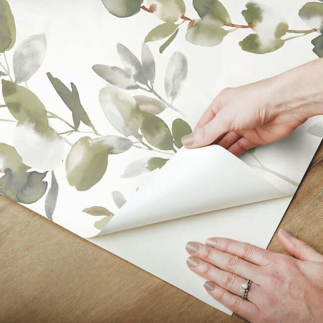 joyful-eucalyptus-premium-peel-stick-wallpaper-green-york-wallcoverings-psw1430rl - York Wallcoverings Wallpaper