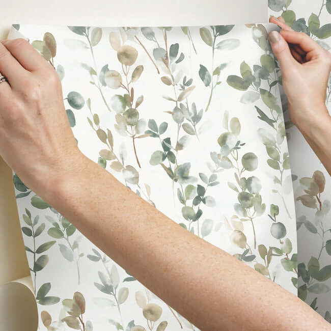 joyful-eucalyptus-premium-peel-stick-wallpaper-green-york-wallcoverings-psw1430rl - York Wallcoverings Wallpaper
