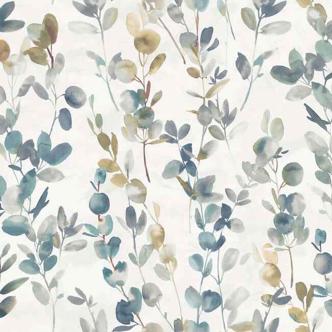 Joyful Eucalyptus Navy Peel & Stick Wallpaper - York Wallcoverings - PSW1431RL - York Wallcoverings Wallpaper
