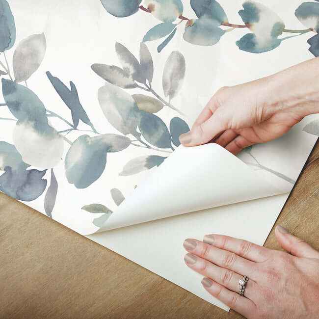 Joyful Eucalyptus Navy Peel & Stick Wallpaper - York Wallcoverings - PSW1431RL - York Wallcoverings Wallpaper