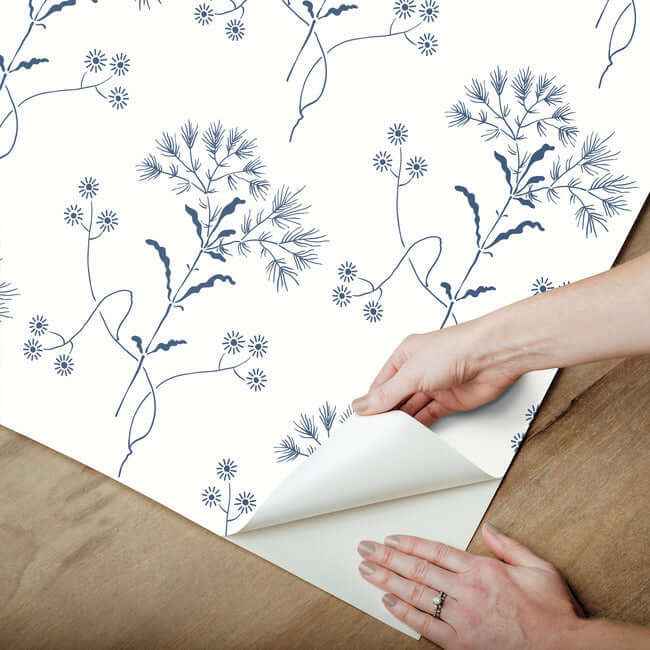Wildflower Navy Wallpaper - York Wallcoverings - PSW1504RL - York Wallcoverings Wallpaper