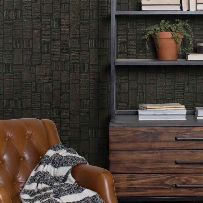 Crafted Editorial Black & Gold Metallic Wallpaper - York Wallcoverings - PSW1496RL