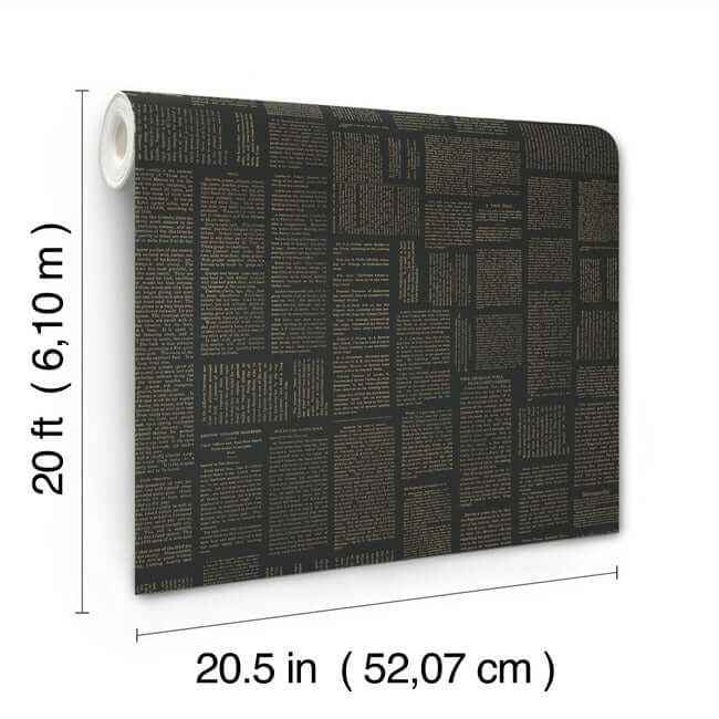 Crafted Editorial Black & Gold Metallic Wallpaper - York Wallcoverings - PSW1496RL - York Wallcoverings Papel pintado
