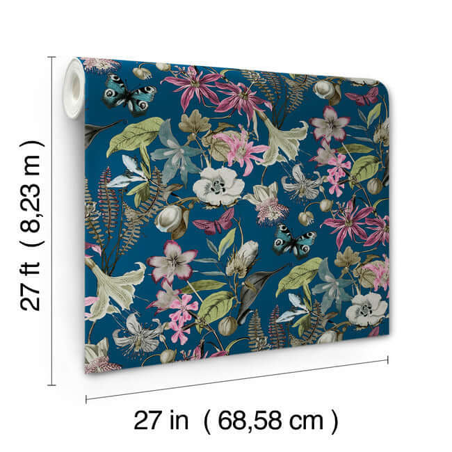 butterfly-house-navy-wallpaper-york-wallcoverings-bl1723 - York Wallcoverings Wallpaper
