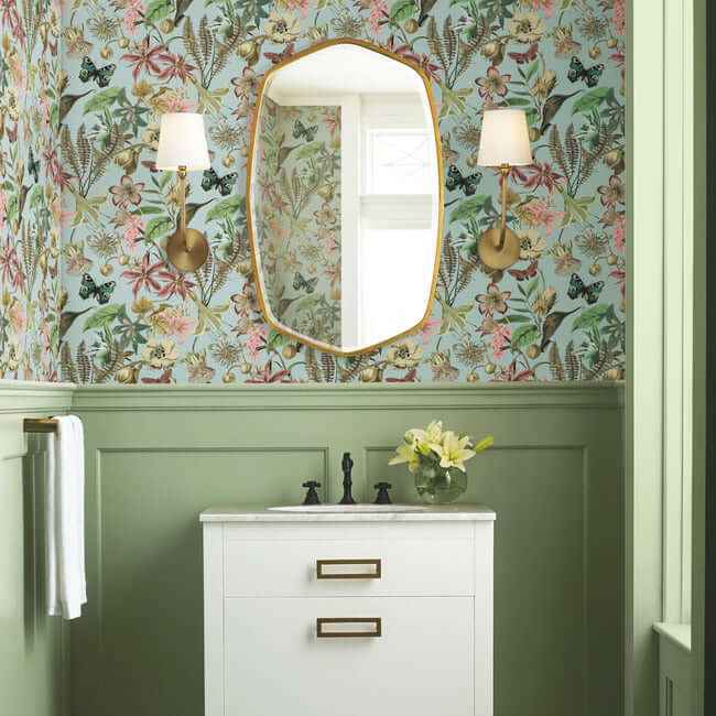 Butterfly House Sky Blue Wallpaper - York Wallcoverings - BL1725 - York Wallcoverings Wallpaper