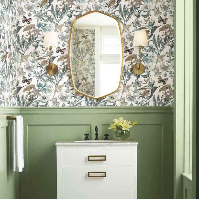 Butterfly House White & Blue Wallpaper - York Wallcoverings - BL1722
