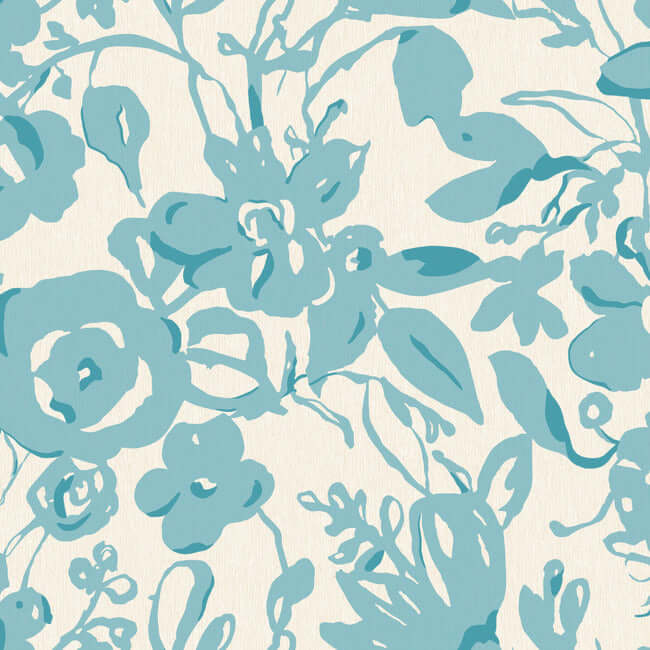 brushstroke-floral-aqua-wallpaper-york-wallcoverings-bl1736 - York Wallcoverings Wallpaper