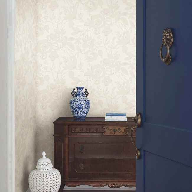 Brushstroke Floral Pearl Wallpaper - York Wallcoverings - BL1734 - York Wallcoverings Wallpaper