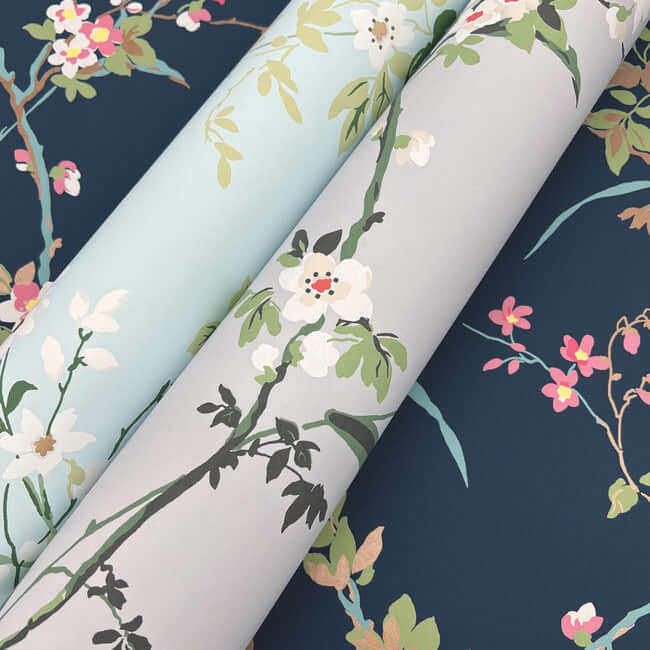 blossom-branches-spa-blue-wallpaper-york-wallcoverings-bl1742 - York Wallcoverings Wallpaper
