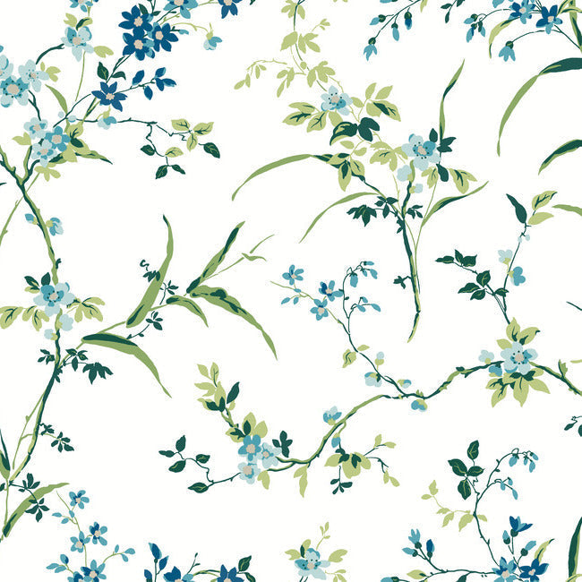 blossom-branches-wallpaper-whiteblue-york-wallcoverings-bl1744 - York Wallcoverings Wallpaper