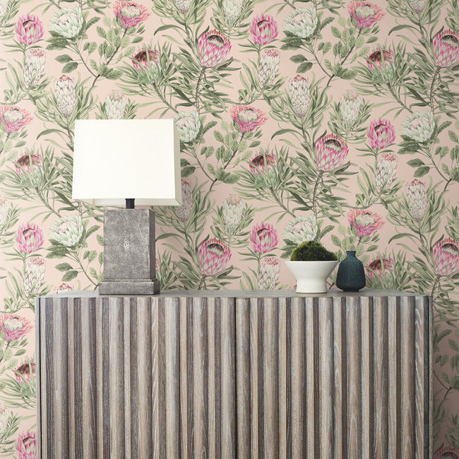 protea-wallpaper-blush-york-wallcoverings-bl1751 - York Wallcoverings Wallpaper