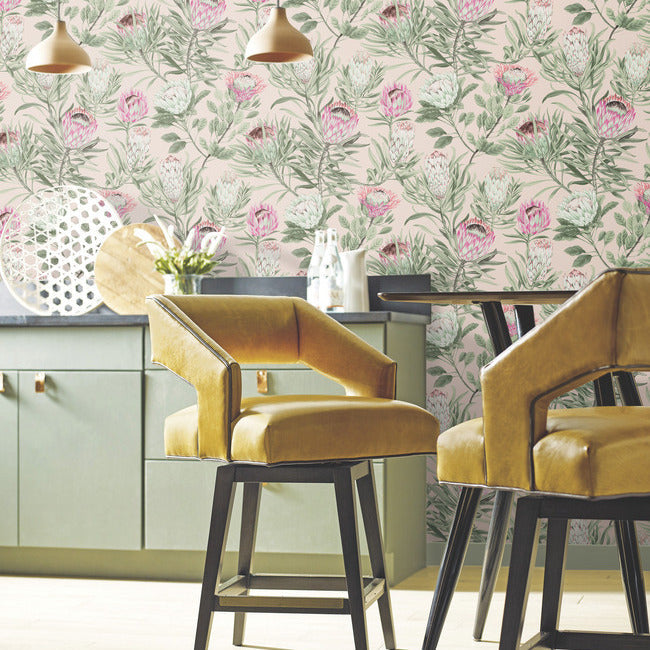 protea-wallpaper-blush-york-wallcoverings-bl1751 - York Wallcoverings Wallpaper