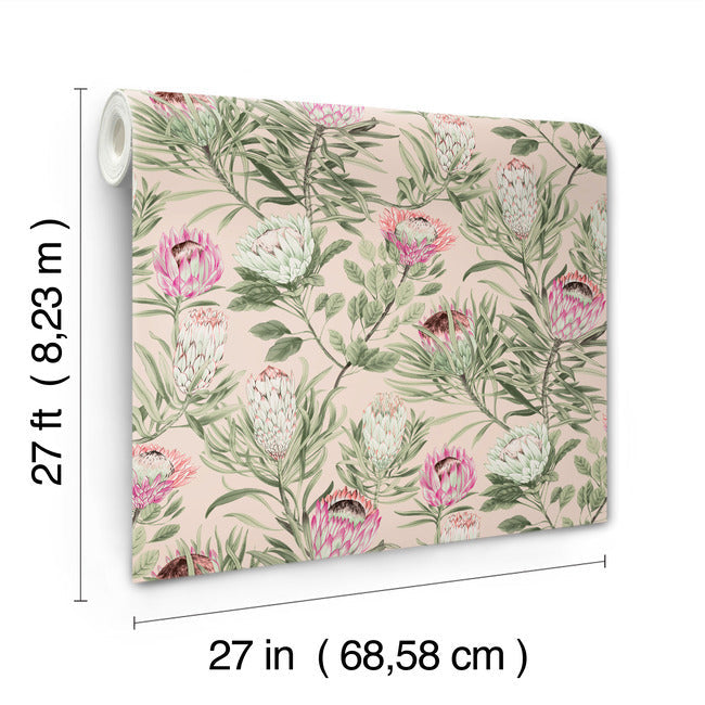 protea-wallpaper-blush-york-wallcoverings-bl1751 - York Wallcoverings Wallpaper