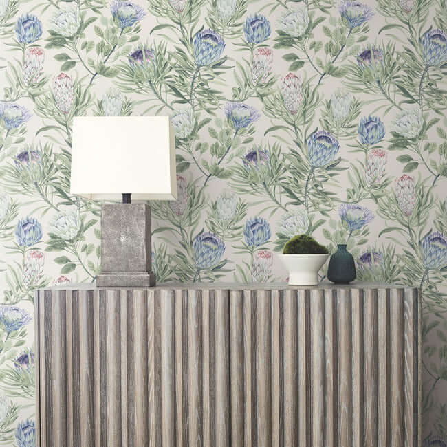 protea-cream-blue-wallpaper-york-wallcoverings-bl1753 - York Wallpaper Wallpaper