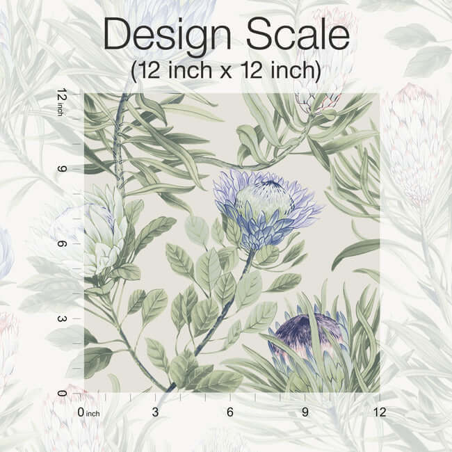 protea-cream-blue-wallpaper-york-wallcoverings-bl1753 - York Wallpaper Wallpaper