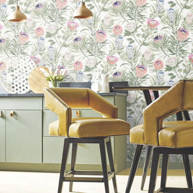 protea-white-fuchsia-wallpaper-york-wallcoverings-bl1752 - York Wallpaper Wallpaper
