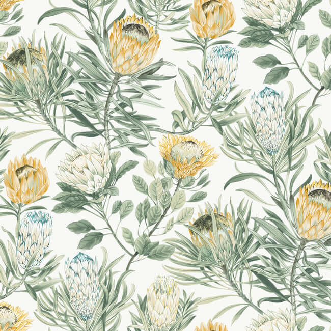 protea-wallpaper-whiteyellow-york-wallcoverings-bl1754 - York Wallcoverings Wallpaper