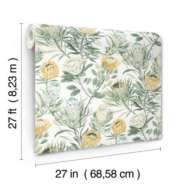 protea-wallpaper-whiteyellow-york-wallcoverings-bl1754 - York Wallcoverings Wallpaper