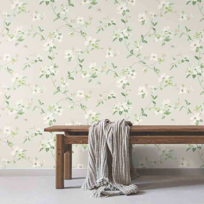 Dogwood Light Grey Wallpaper - York Wallcoverings - BL1762