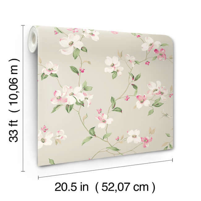 dogwood-taupe-wallpaper-york-wallcoverings-bl1763 - York Wallpaper Wallpaper