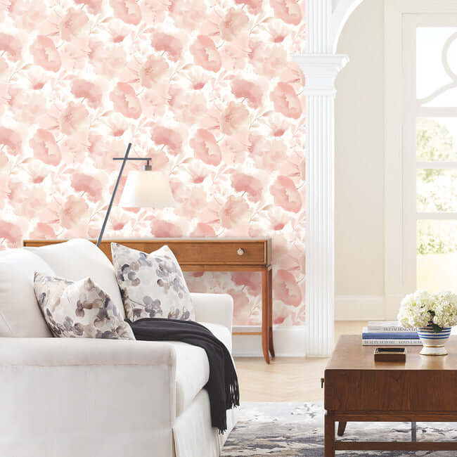 watercolor-bouquet-blush-wallpaper-york-wallcoverings-bl1772 - York Wallpaper Wallpaper