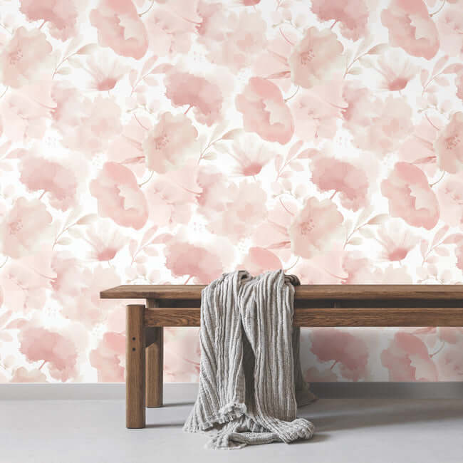 watercolor-bouquet-blush-wallpaper-york-wallcoverings-bl1772 - York Wallpaper Wallpaper