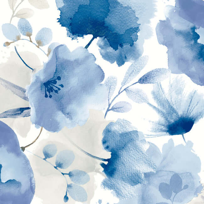 watercolor-bouquet-cobalt-wallpaper-york-wallcoverings-bl1773 - York Wallcoverings Wallpaper