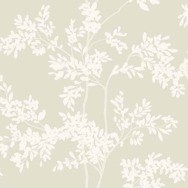 Lunaria Silhouette Light Taupe & White Wallpaper - York Wallcoverings - BL1805 - York Wallcoverings Wallpaper