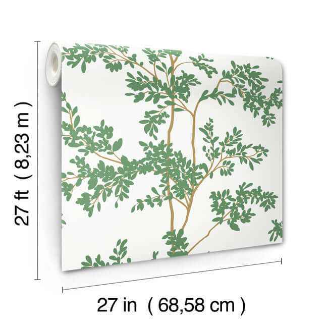 Lunaria Silhouette White & Green Wallpaper - York Wallcoverings - BL1801 - York Wallcoverings Wallpaper